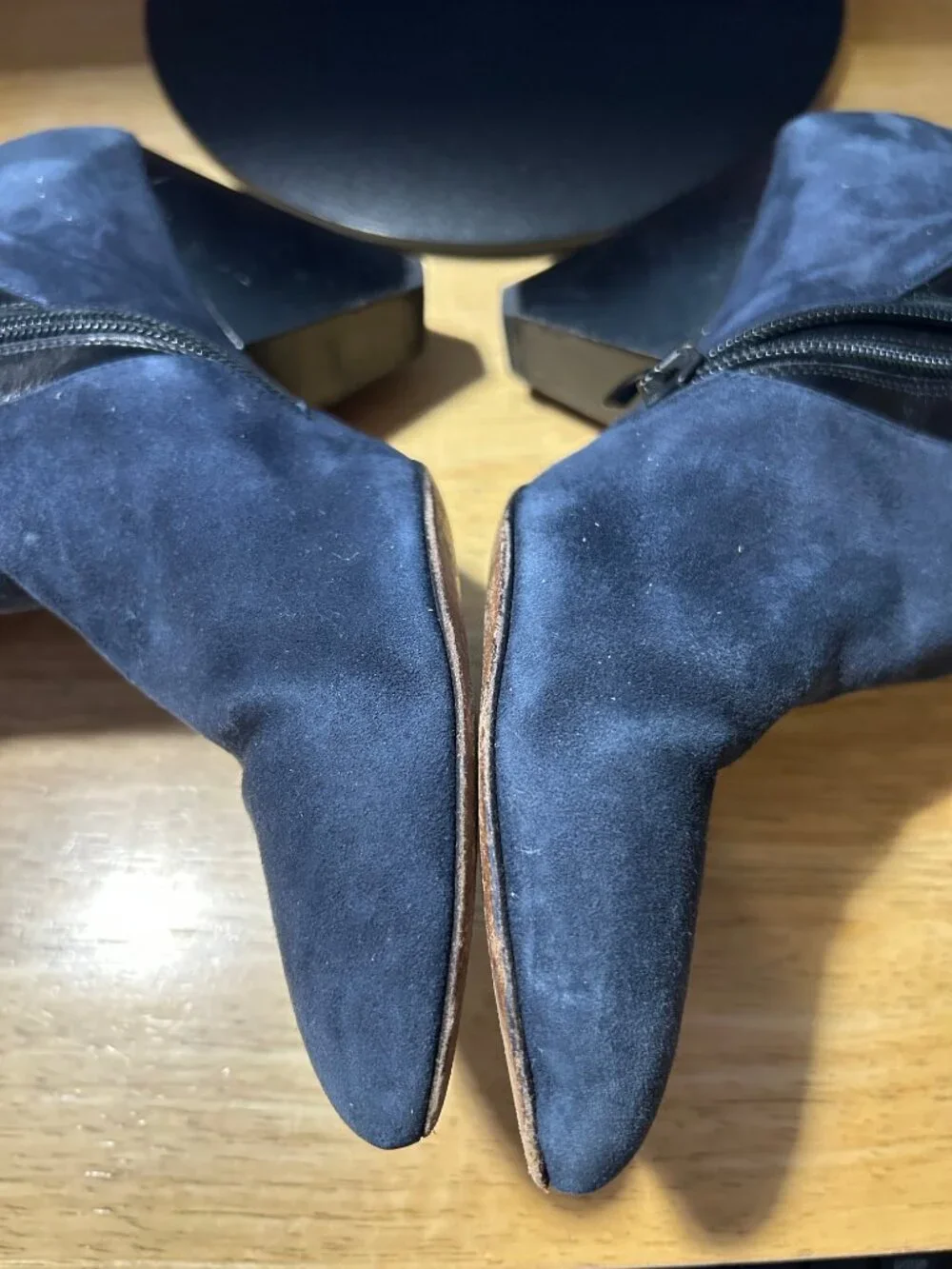 Womens Veronica Beard Laurel Navy Suede Cone Heeled Ankle Booties 38 US/7.5